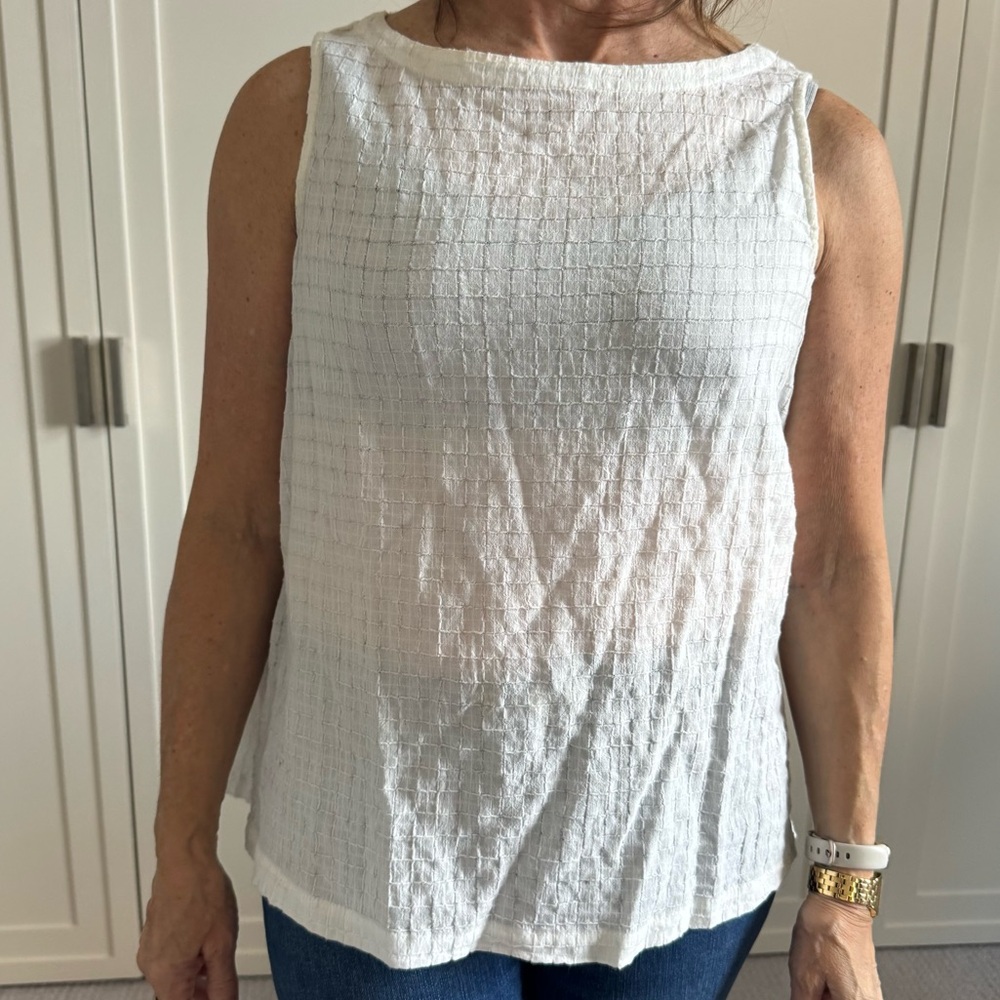Eileen Fisher Textured White cotton Tank Top size petite
